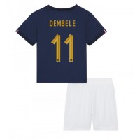 Frankrike Ousmane Dembele #11 Replika babykläder Hemmaställ Barn VM 2022 Kortärmad (+ korta byxor)